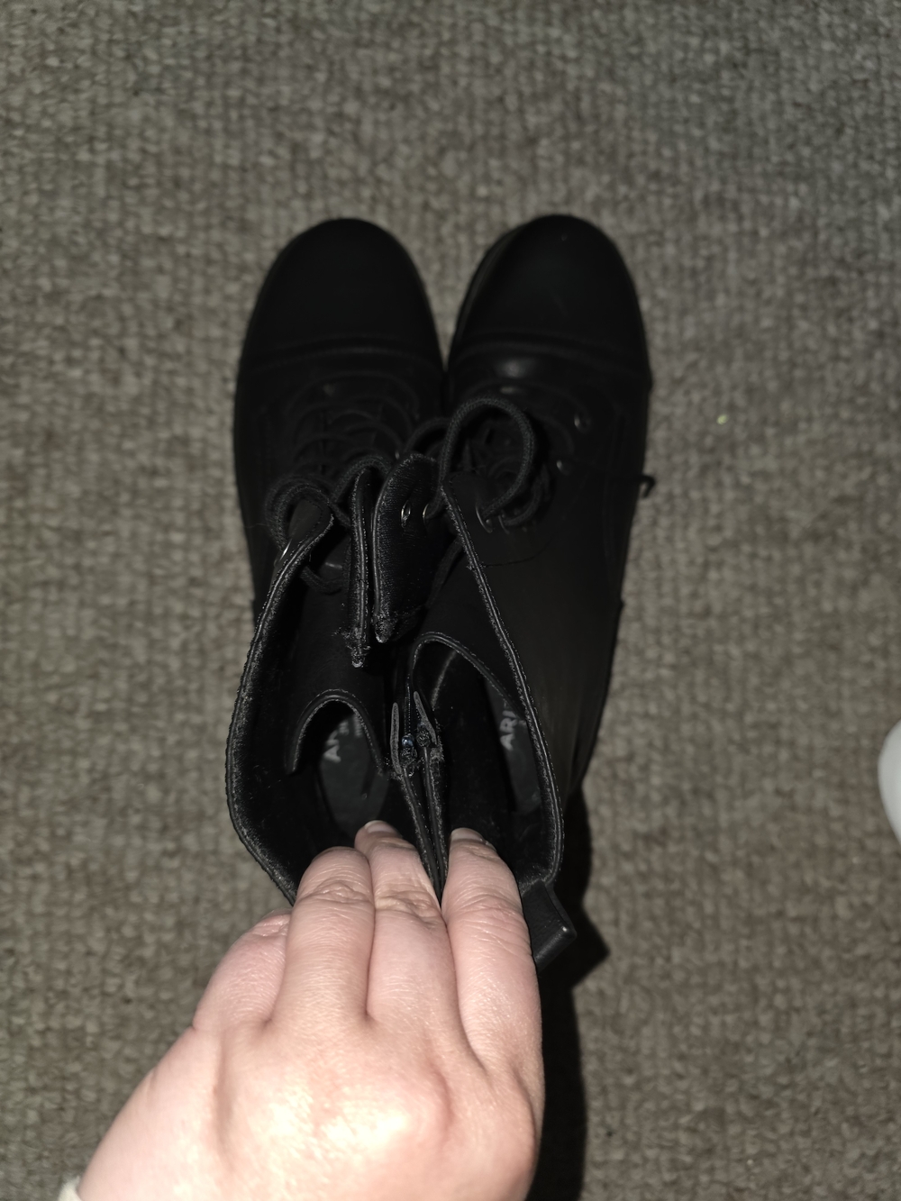 Black Combat Moto Boots - Women's Lace-Up Zip **please see note about sizing